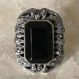 Silver Black Stone Ring